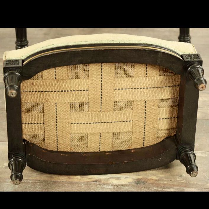 photo for sale Fine Pair Of 19th Century French Ebonised Armchairs And Footstools
