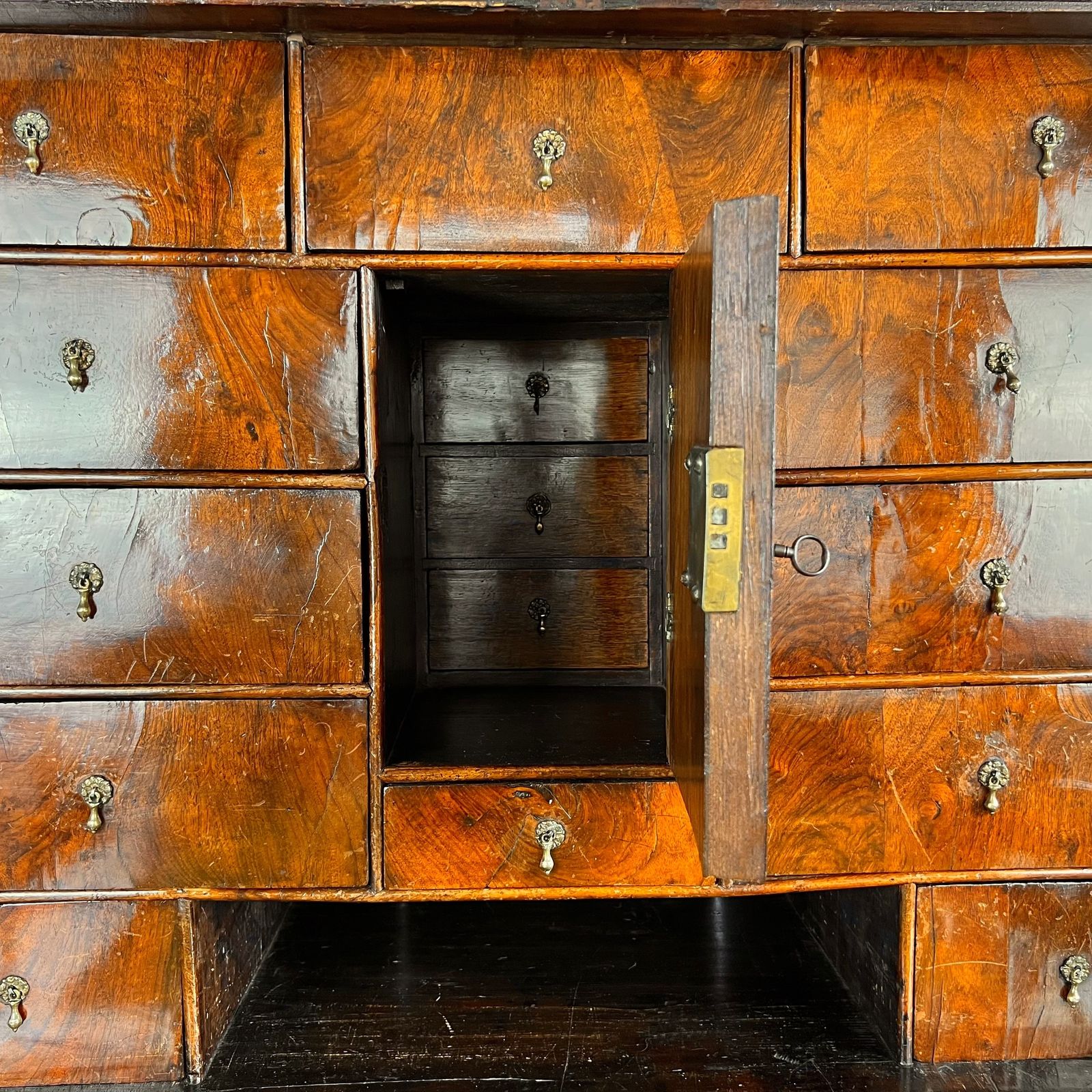 photo buy 18th Century Walnut And Floral And Seaweed Marquetry Inlaid Escritoire