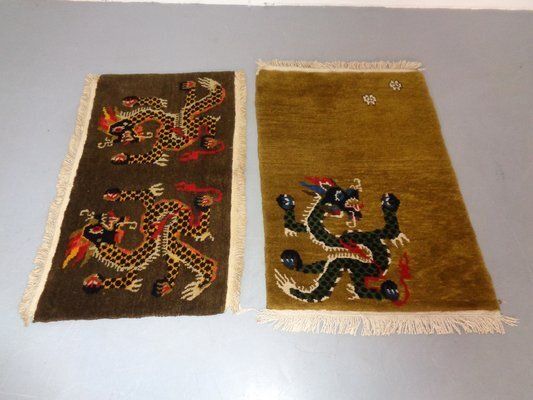Hand Knotted Tibetan Dragon Rug, 1950s, Set Of 2 photo furniture