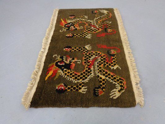 photo furniture Hand Knotted Tibetan Dragon Rug, 1950s, Set Of 2