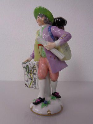 Porcelain Map Seller Figurine From Augarten Vienna, Austria, 1930s photo furniture