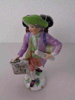Porcelain Map Seller Figurine From Augarten Vienna, Austria, 1930s photo Home Decor