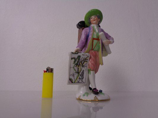 Porcelain Map Seller Figurine From Augarten Vienna, Austria, 1930s photo vinterior