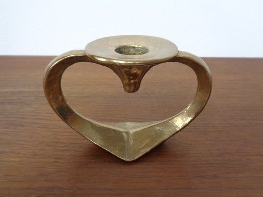 Brutalist Heart Shaped Bronze Candlestick By Michael Harjes, 1960s photo 185.0