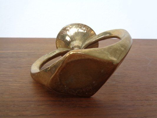 Brutalist Heart Shaped Bronze Candlestick By Michael Harjes, 1960s photo vintage