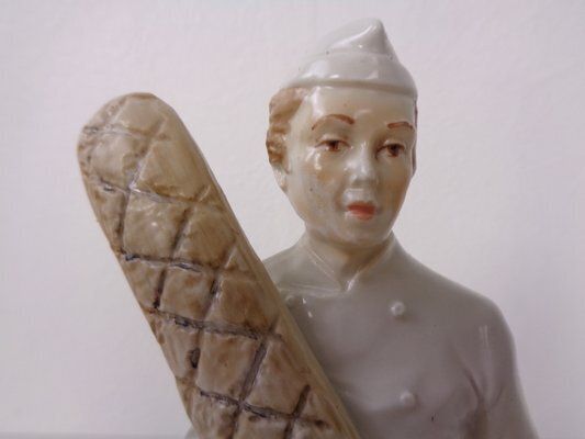 Home Decor Porcelain Figurine Of Baker With Baguette, Denmark, 1920s photo