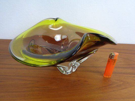 photo furniture Large Sommerso Murano Glass Bowl, Italy, 1960s