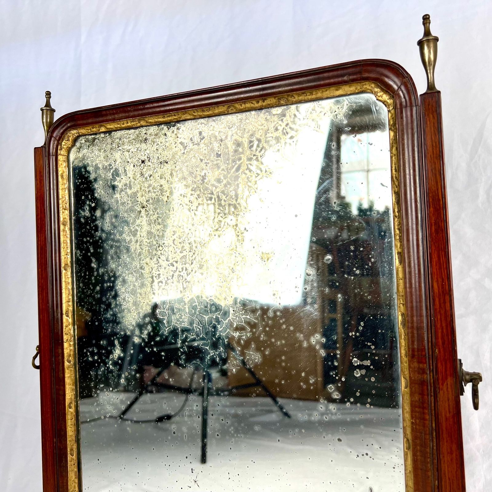 Georgian Mahogany Serpentine Toilet Mirror photo 295.0