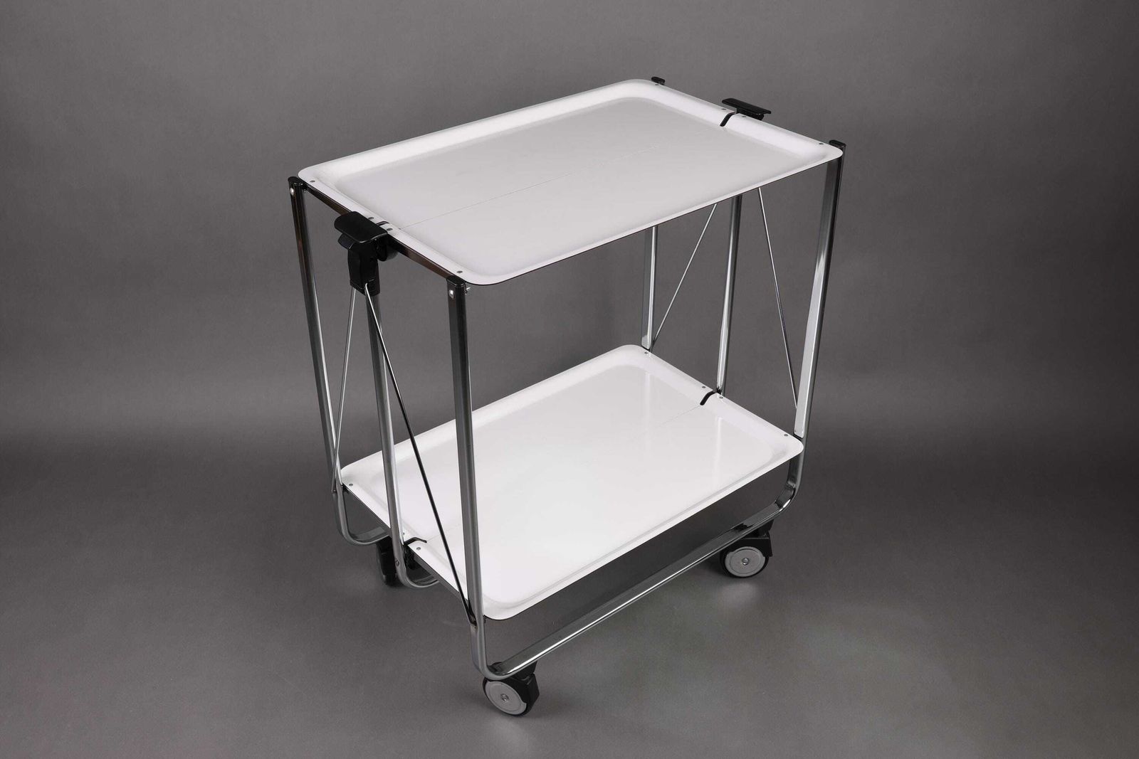 1990s Folding Table | Chrome Serving Trolley | Retro Bar Cart | Mid Century Modern Utility Cart For Kitchen & Dining photo furniture