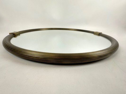 Mid Century German Round Brass Wall Mirror From Planilux, 1970s photo 379.0