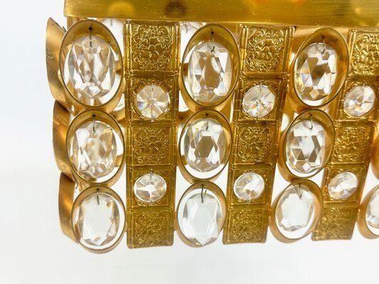 2521.0 Crystal And Gilt Brass Chandelier From Palwa, 1960s photo