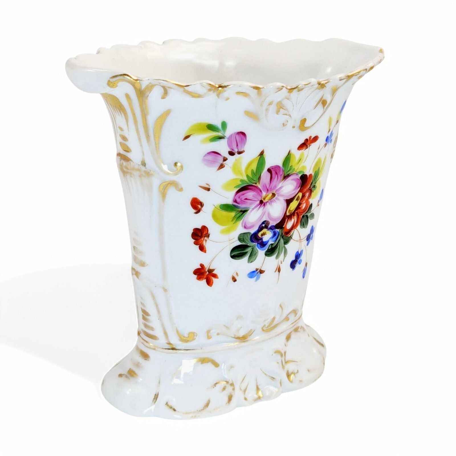 Old Paris Porcelain Vase, Jacob Petit Style, Hand Painted Floral, C. 1850 France photo furniture