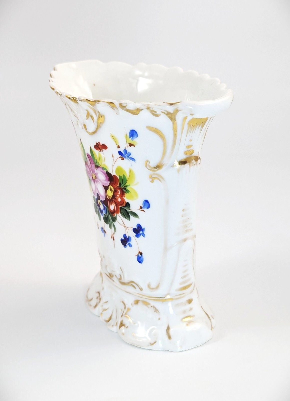 photo furniture Old Paris Porcelain Vase, Jacob Petit Style, Hand Painted Floral, C. 1850 France