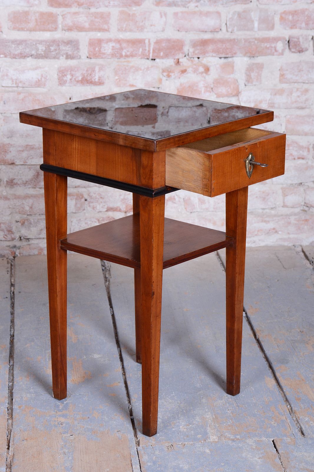 Restored Small Biedermeier Side Table, Cherry Wood, Revived Polish, Czech, 1840s photo Furniture