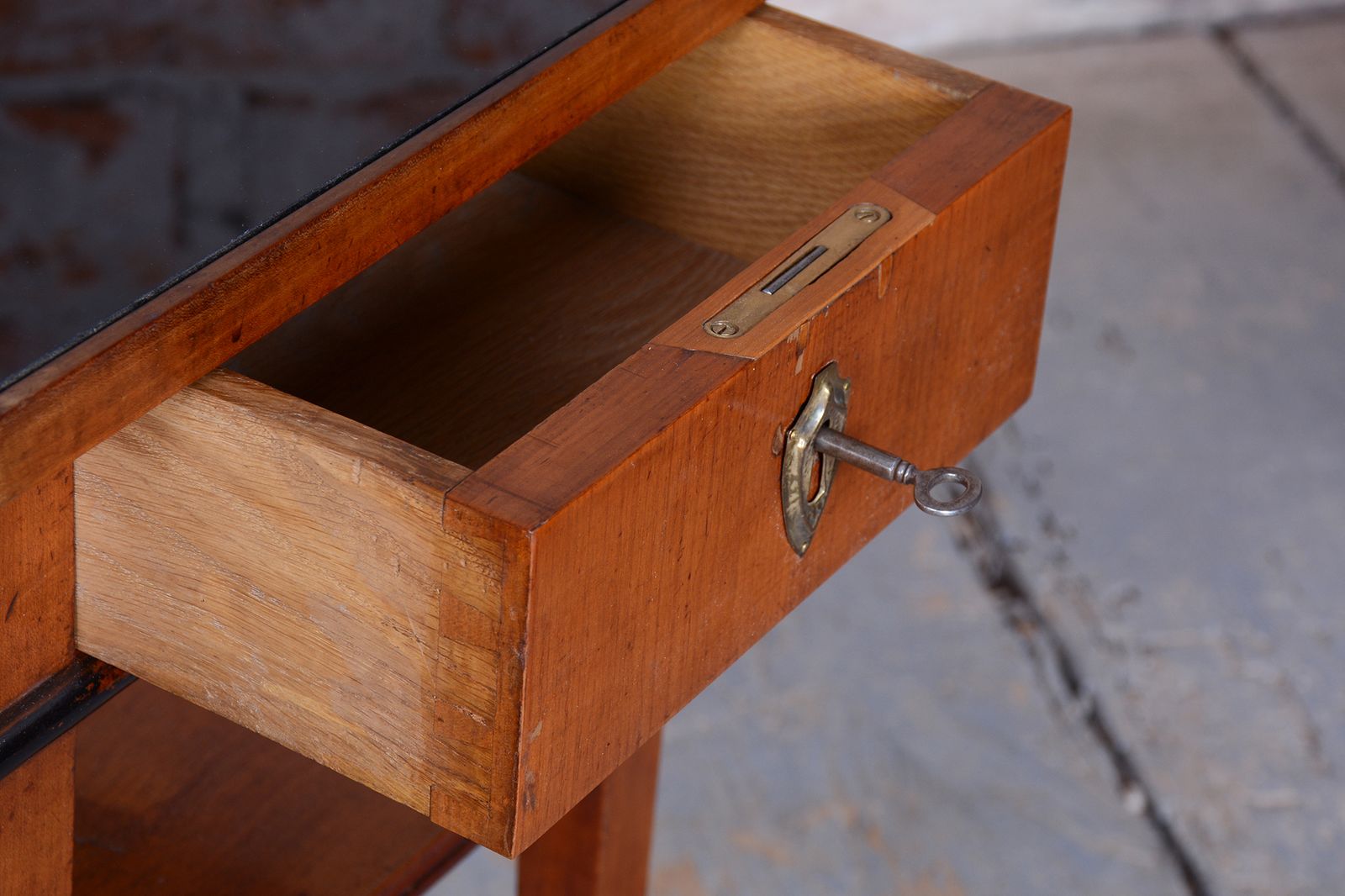 800.0 Restored Small Biedermeier Side Table, Cherry Wood, Revived Polish, Czech, 1840s photo