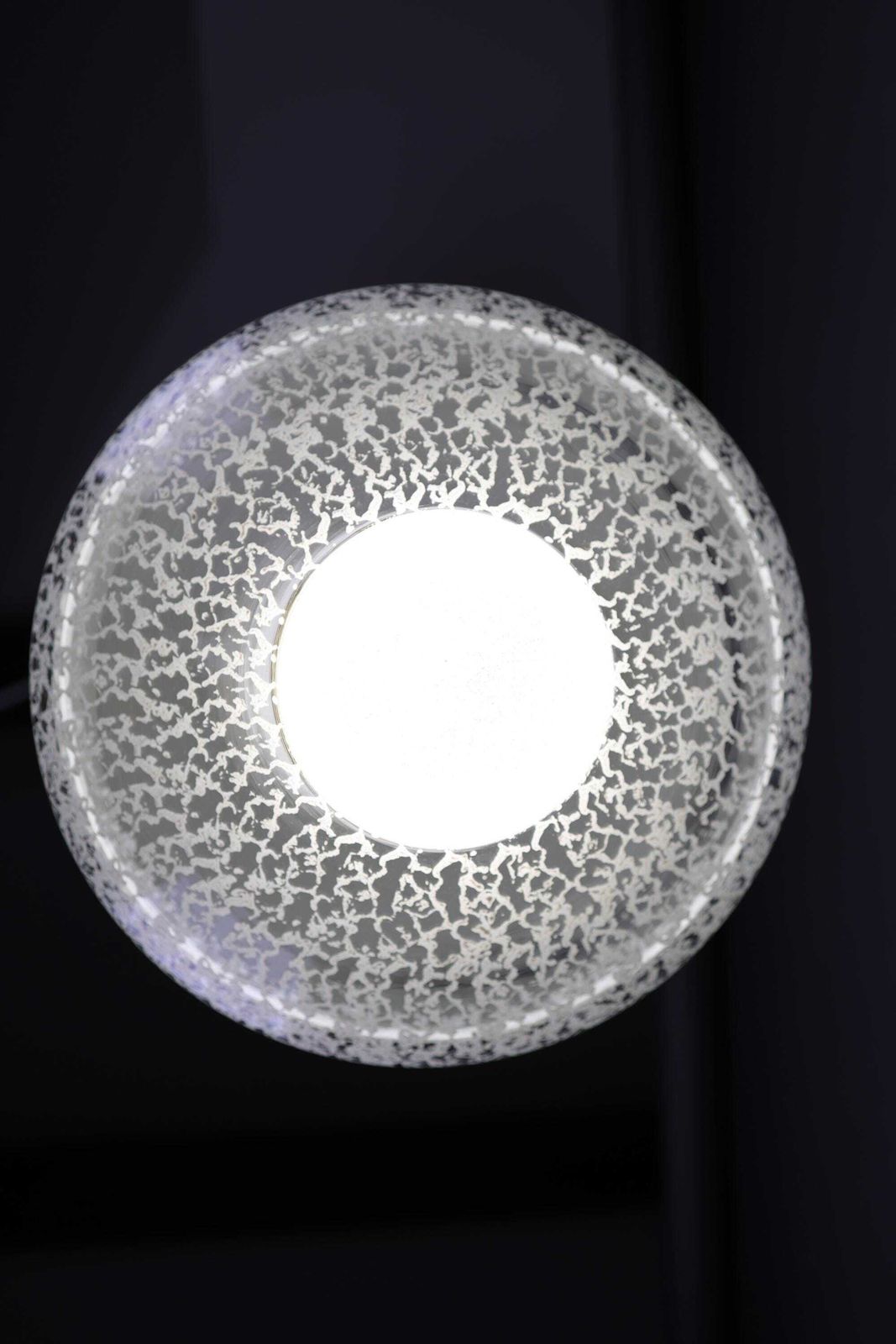 Vintage 1970s Glass Pendant Light | Mid Century Ceiling Lamp | Textured Glass Ufo Light Fixture photo for sale