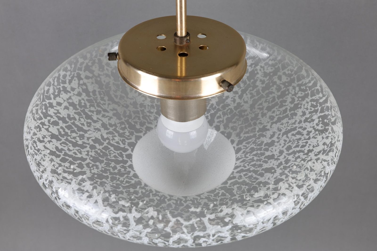 Vintage 1970s Glass Pendant Light | Mid Century Ceiling Lamp | Textured Glass Ufo Light Fixture photo buy