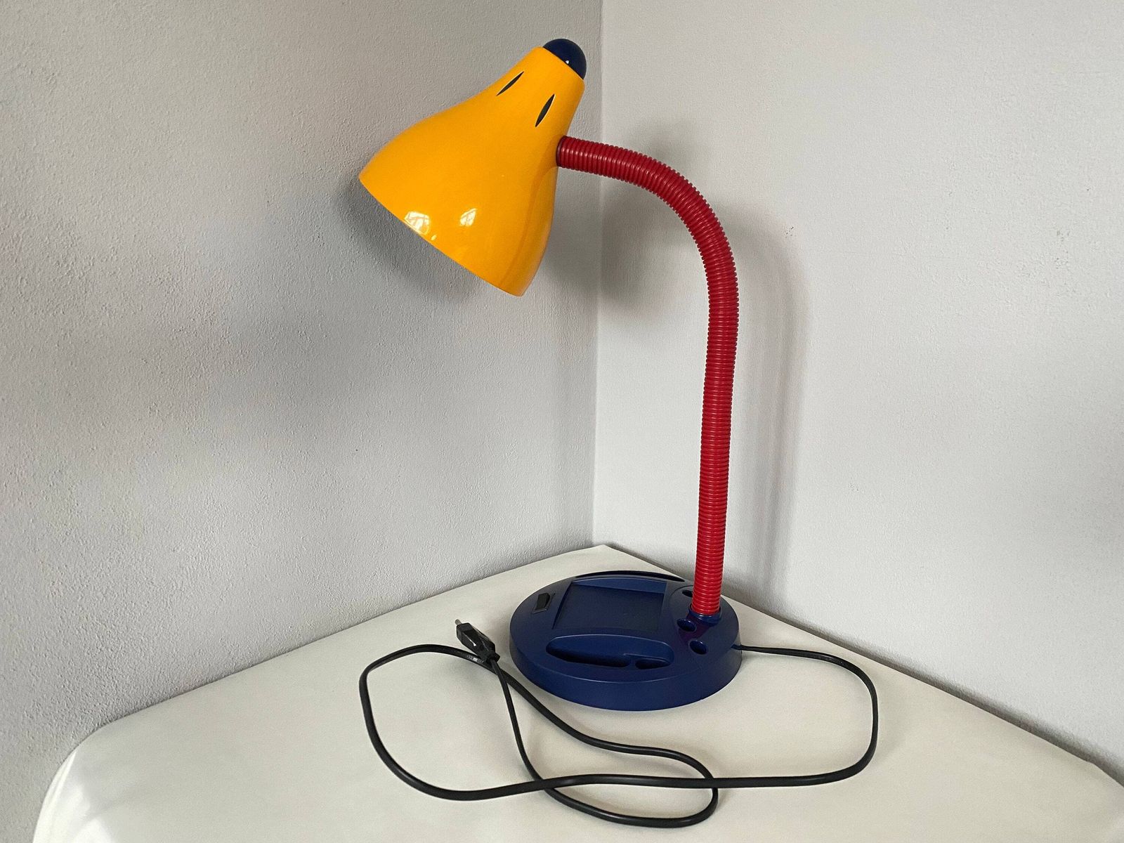 Postmodern Pop Art Table Lamp . Primary Colors Memphis Style Desk Lamp By Massive Belgium. Multicolor Yellow Red Blue Lamp photo Lighting