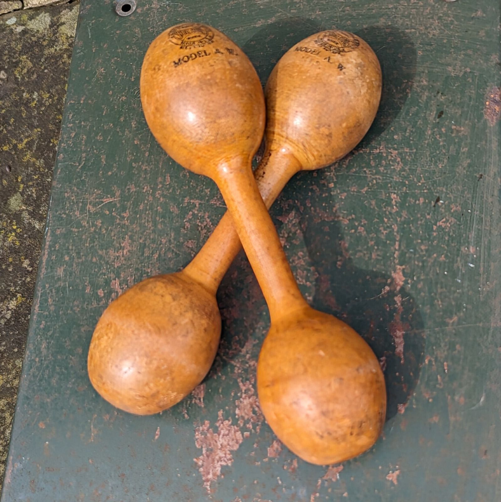 Pair Spalding Wooden Dumbbells 1910s 1920s Gym Decor Gym Gift Fitness Gift photo furniture