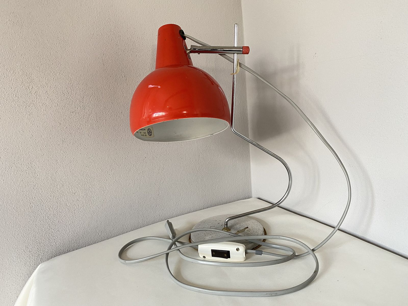 Retro Desk Lamp By Josef Hurka For Lidokov, 1970s , Mid Century Red Lamp photo Lighting