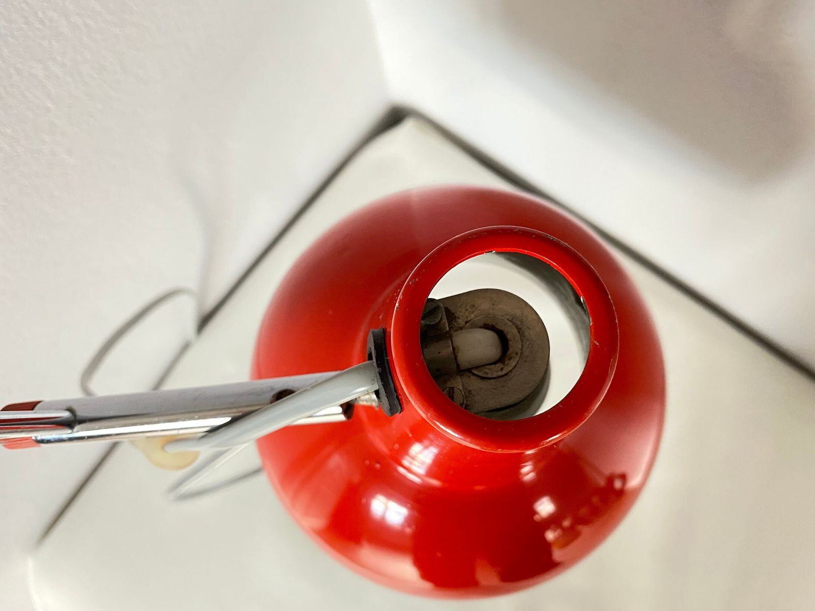photo for sale Retro Desk Lamp By Josef Hurka For Lidokov, 1970s , Mid Century Red Lamp