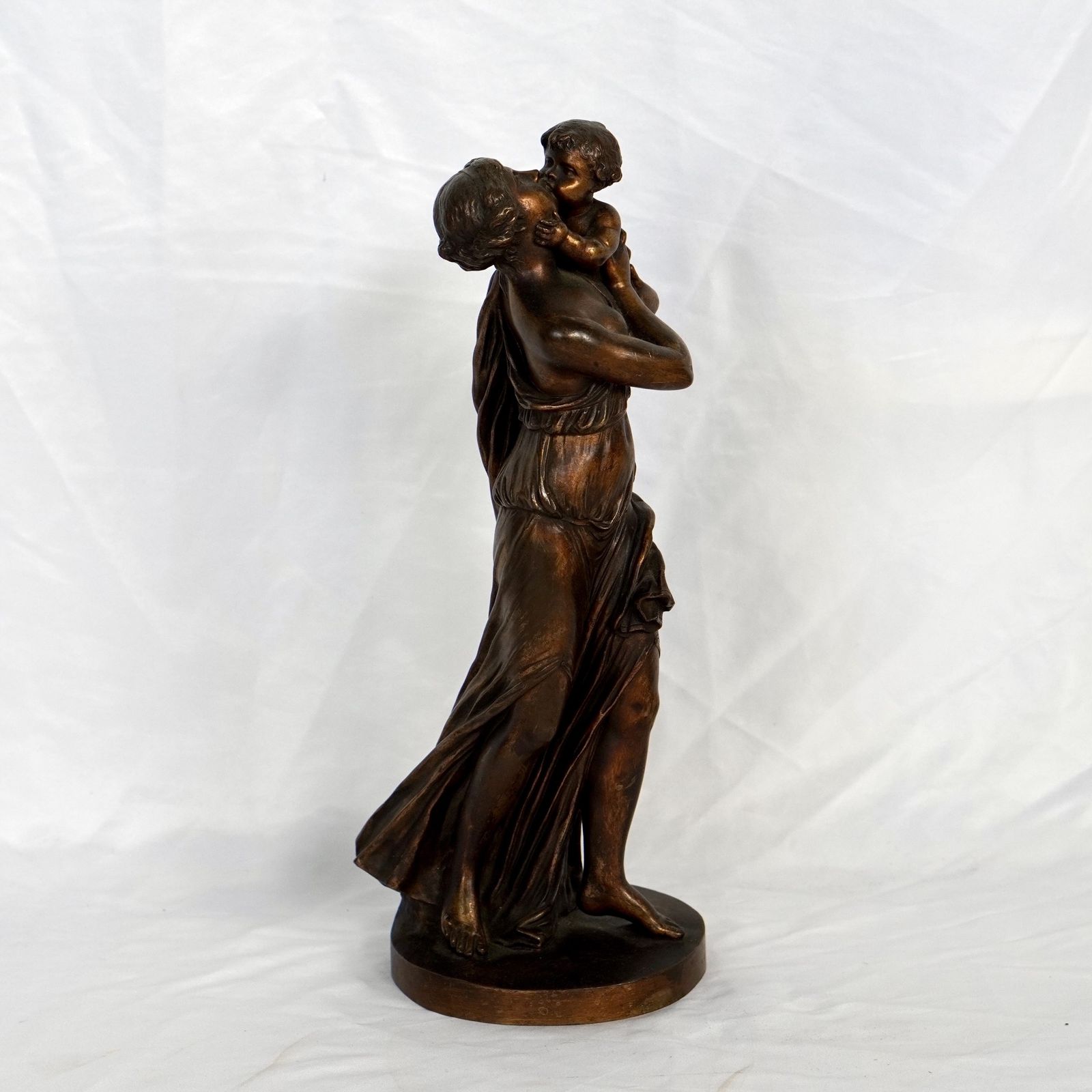 Bronze Figure Of A Grecian Mother And Child After Claude Michel Clodion photo vinterior