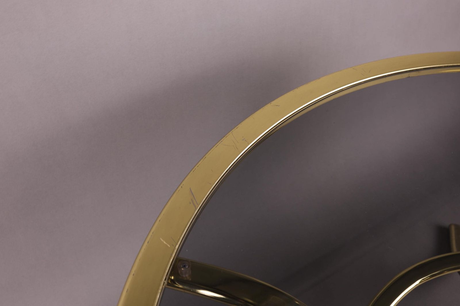 photo furniture 1970s Smoked Glass Coffee Table | Gold Accent Table | Mid Century Modern Glam Furniture
