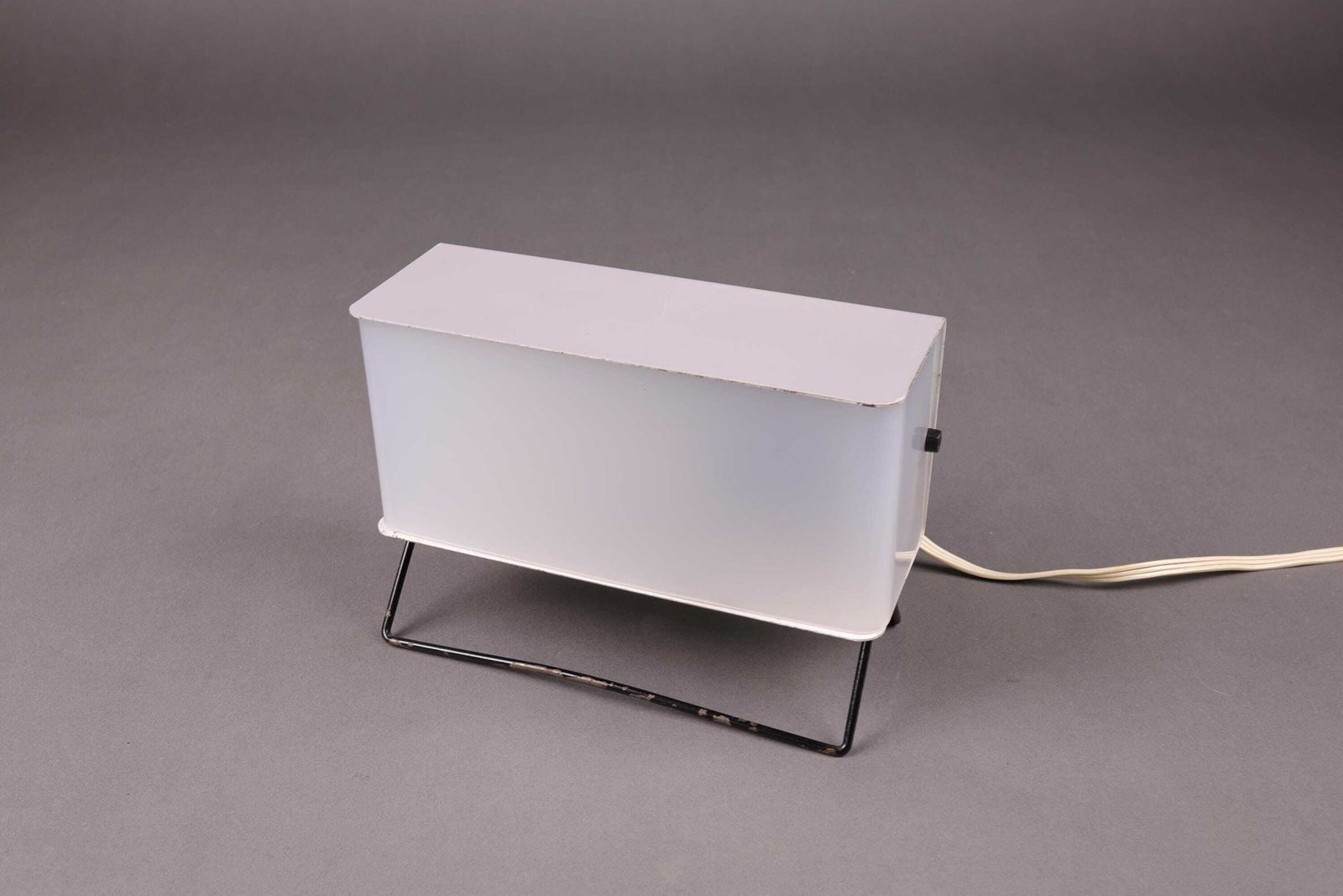 1960s Pokrok Zilina Table Lamp | Grey Metal Mid Century Light | Vintage Czech Bedside Lamp