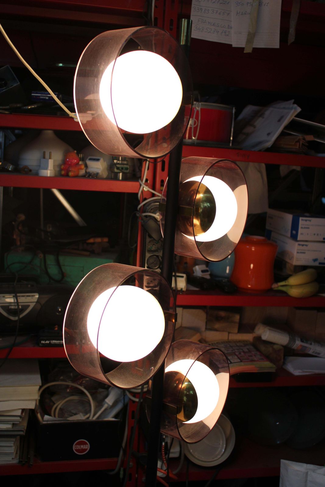 Floor Lamp In Brass And Marble Stilux Milano Italy 1950 photo Lighting