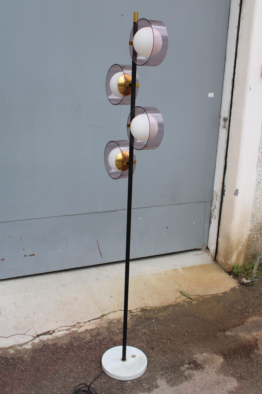 Lighting Floor Lamp In Brass And Marble Stilux Milano Italy 1950 photo
