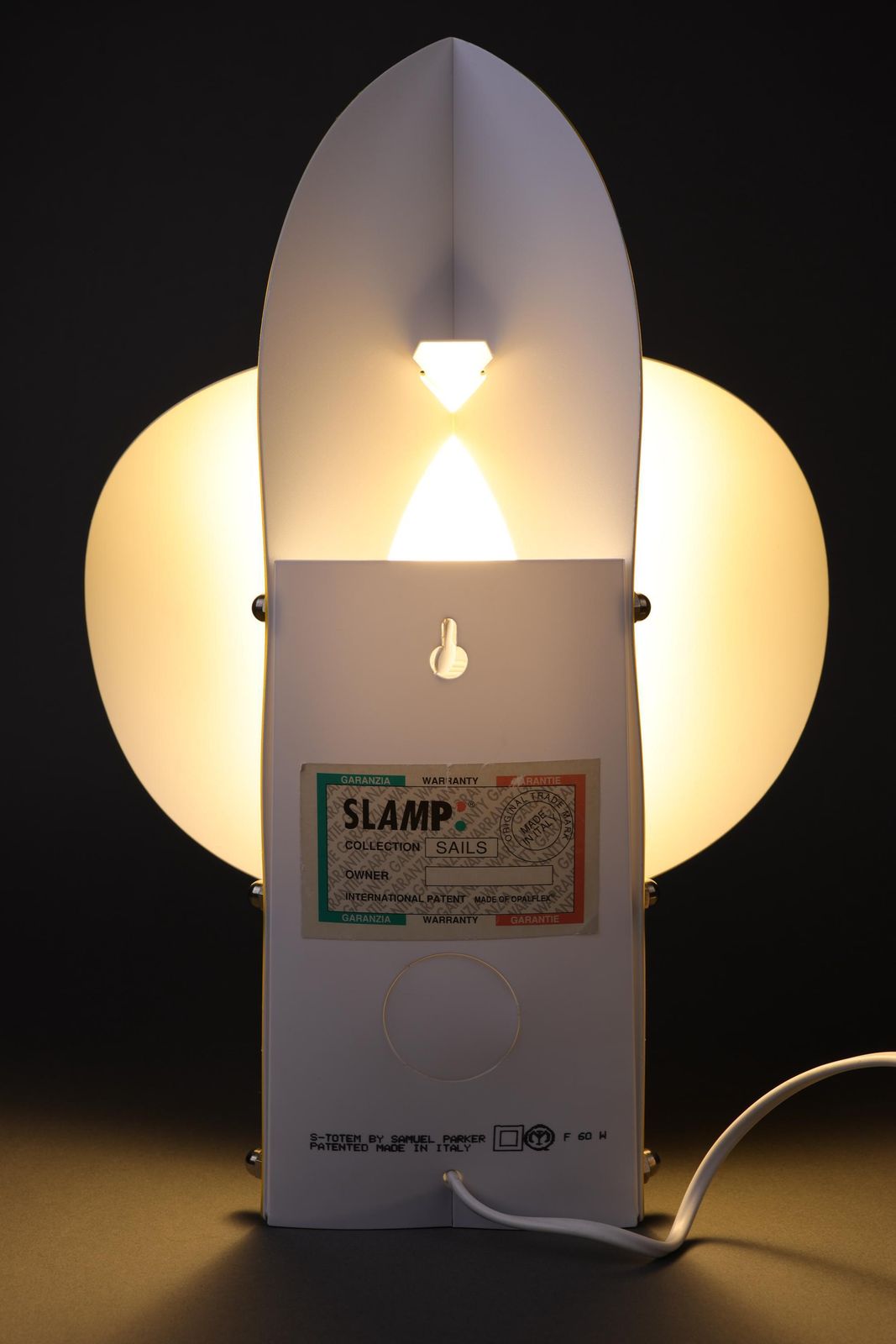 Vintage Slamp Table Lamp By Samuel Parker | Mid Century Modern Italian Lighting | Sails Collection Wall/Table Lamp | Retro 1990s Yellow Lamp photo vintage