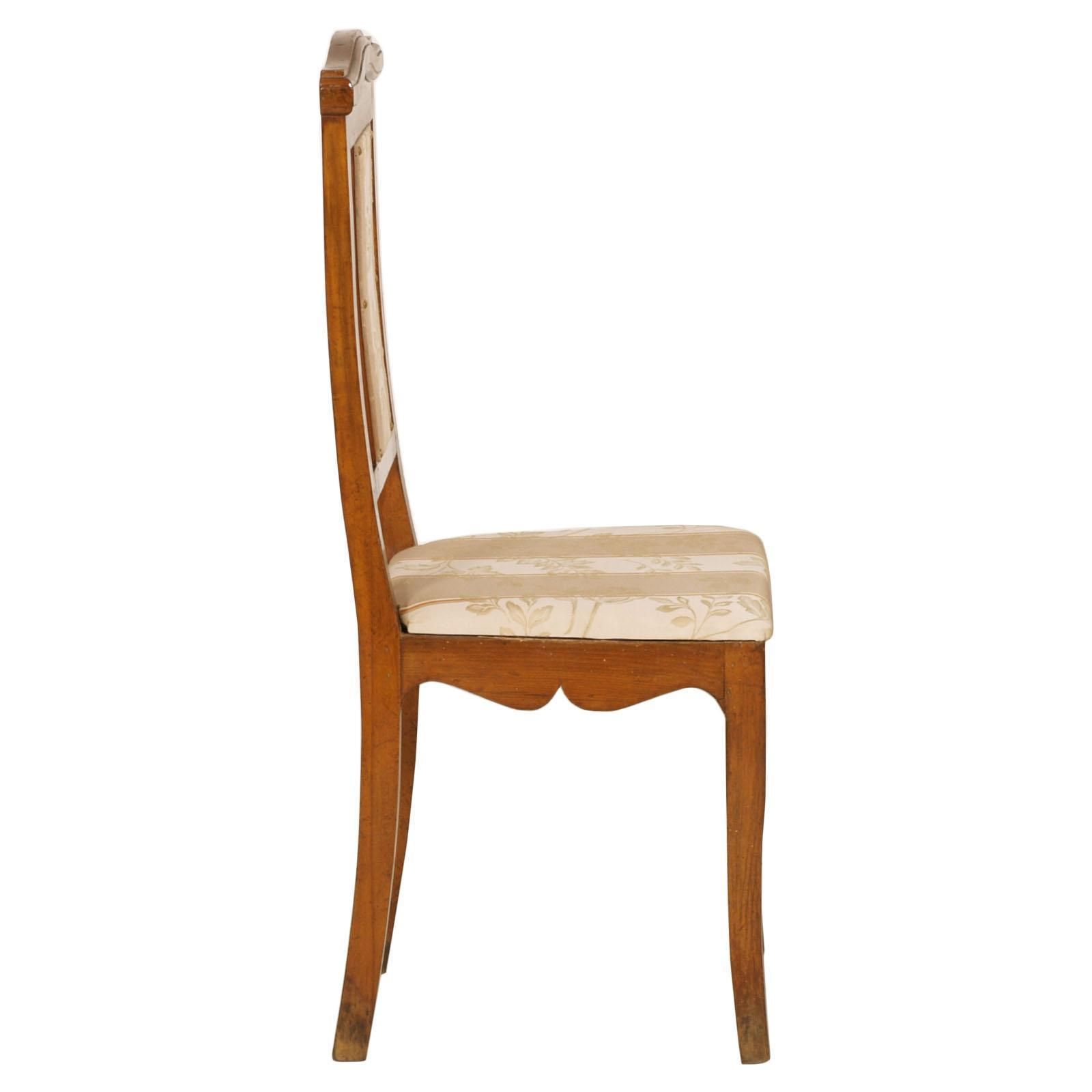 Art Nouveau Pair Of Side Chairs In Walnut, Restored, New Upholstered photo for sale
