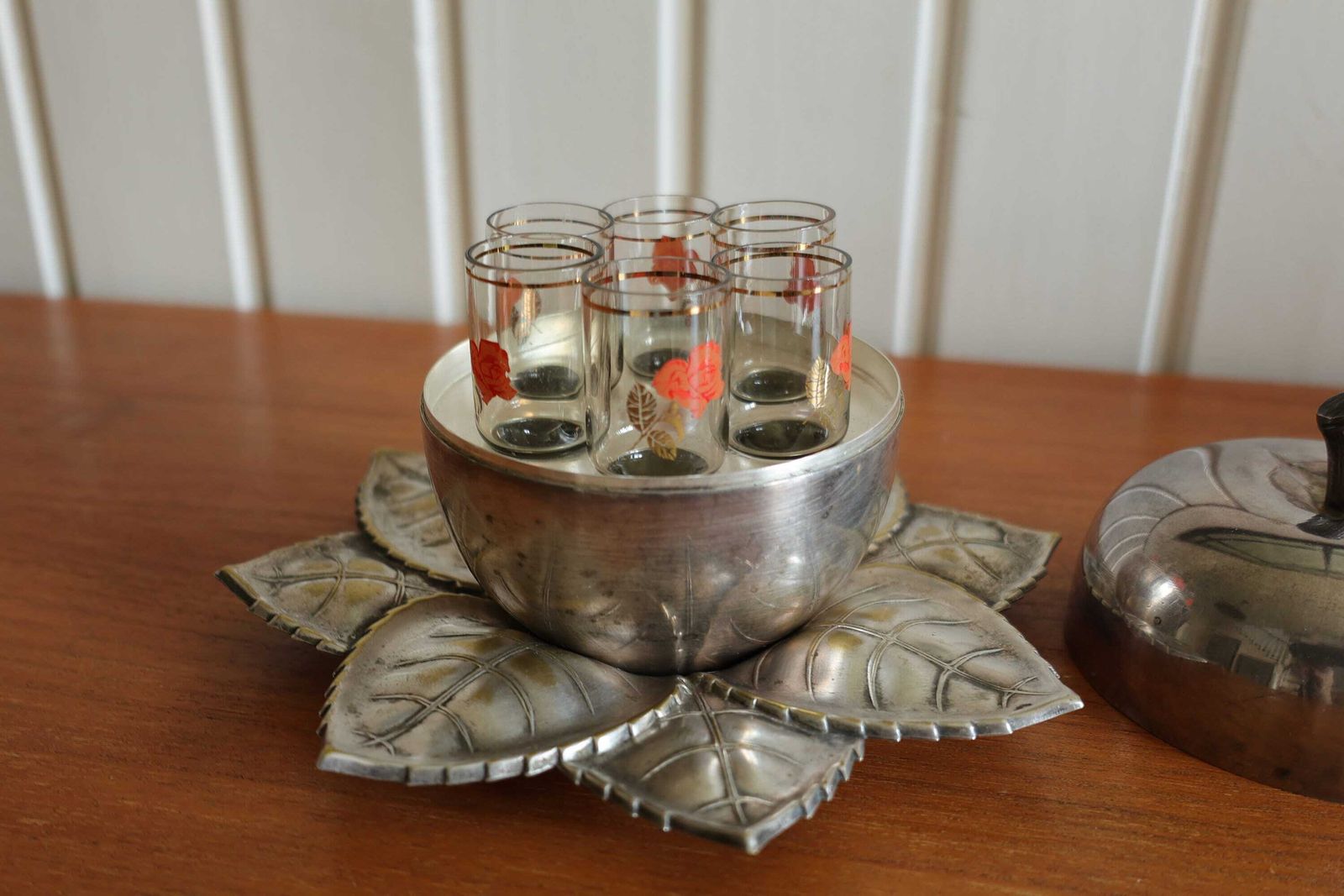 Metal Trinket Box With Shot Glasses Unique Drinkware Set Decorative Barware For Home Collectible Shot Glass Holder With Lid Gift Idea photo for sale