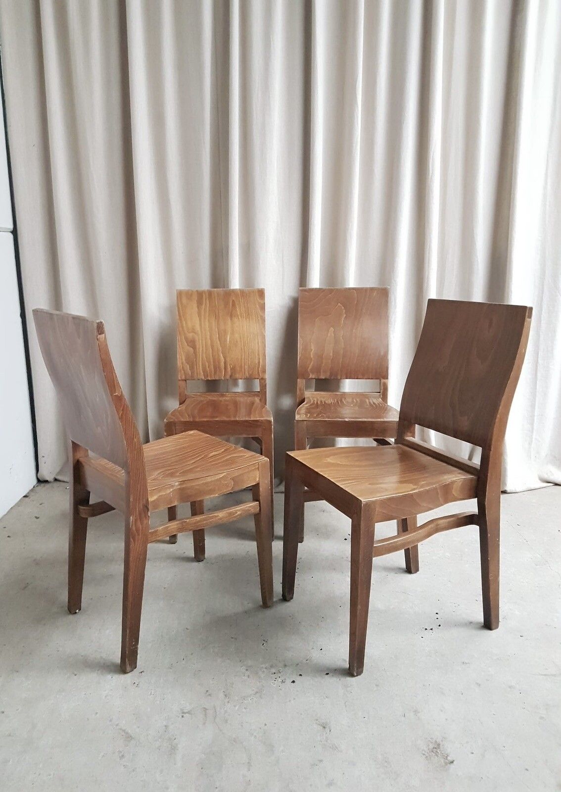 Vtg Mid Century Style Industrial Set Of 4 Stacking Dining Chairs Retro R665 photo for sale