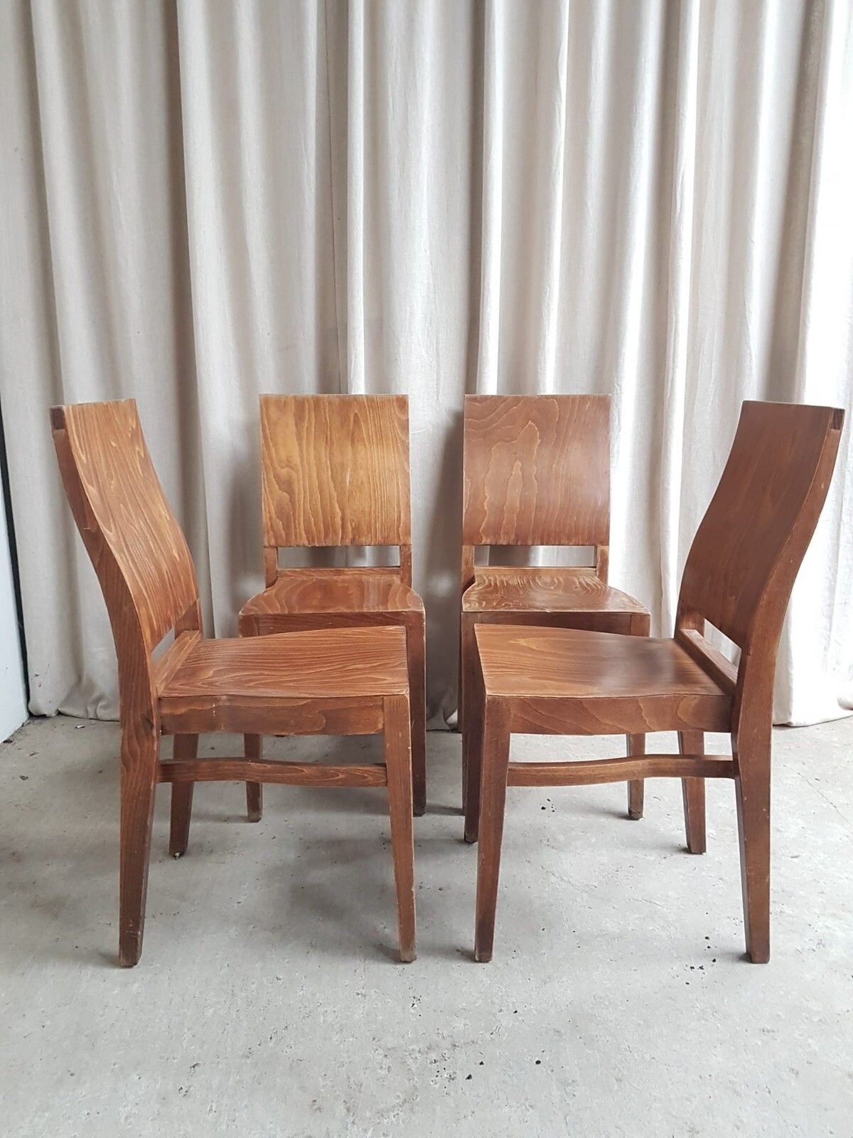 Vtg Mid Century Style Industrial Set Of 4 Stacking Dining Chairs Retro R665 photo 281.75