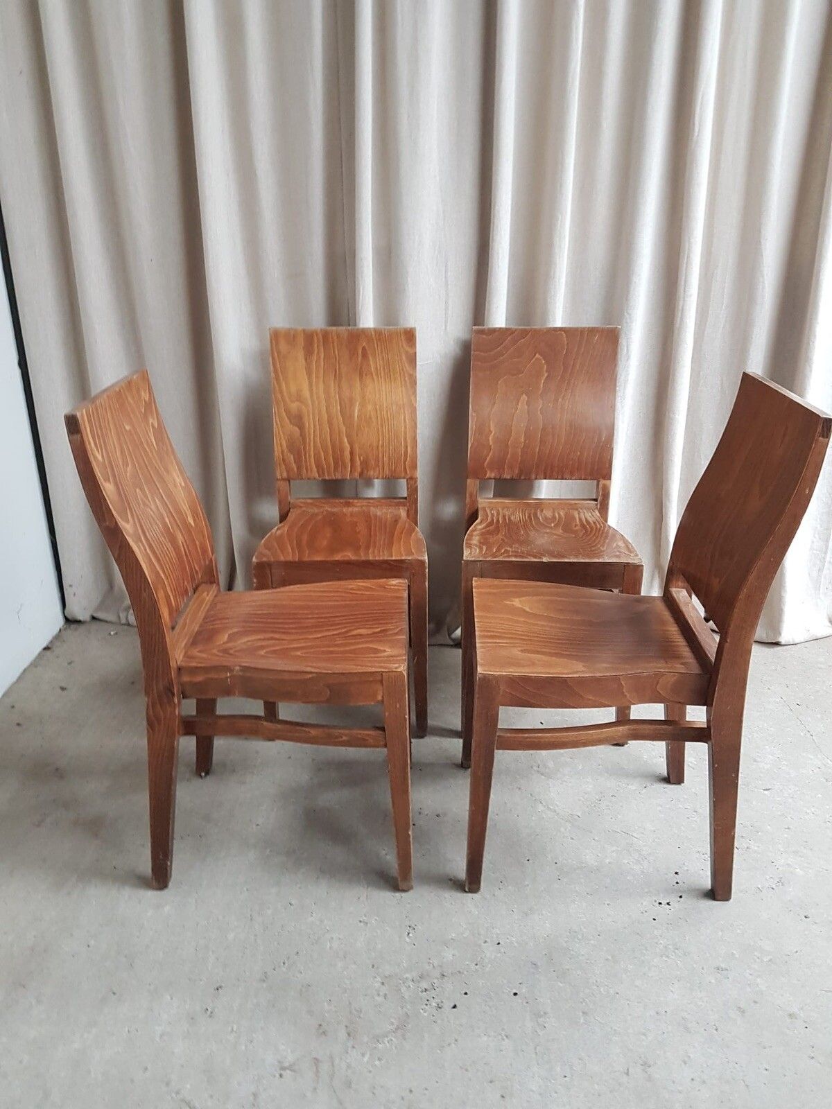 Vtg Mid Century Style Industrial Set Of 4 Stacking Dining Chairs Retro R665 photo vinterior