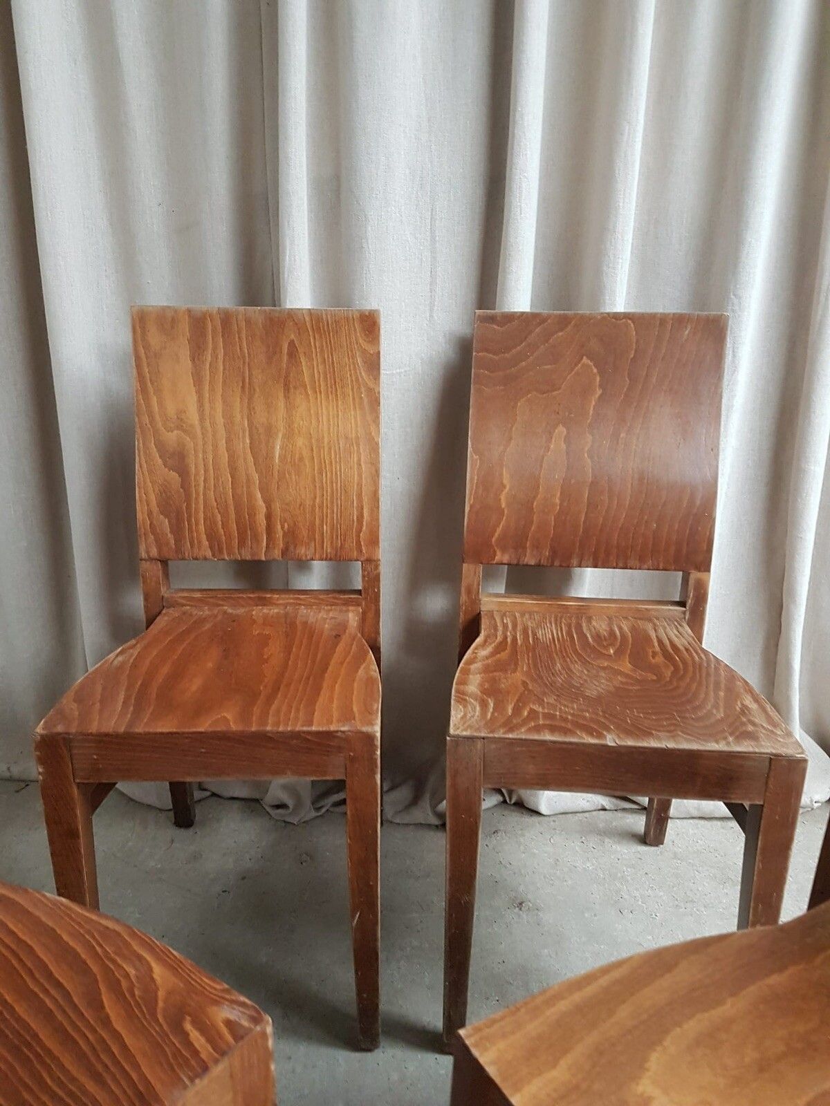 Vtg Mid Century Style Industrial Set Of 4 Stacking Dining Chairs Retro R665 photo vintage