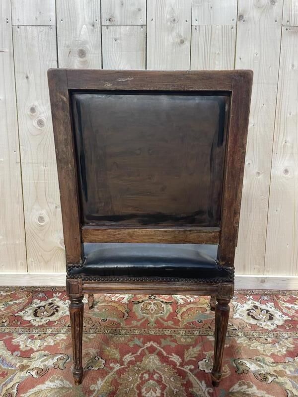 Fauteuil De Bureau De Style Louis XVI En Cuir Noir Et Doré photo 480.0