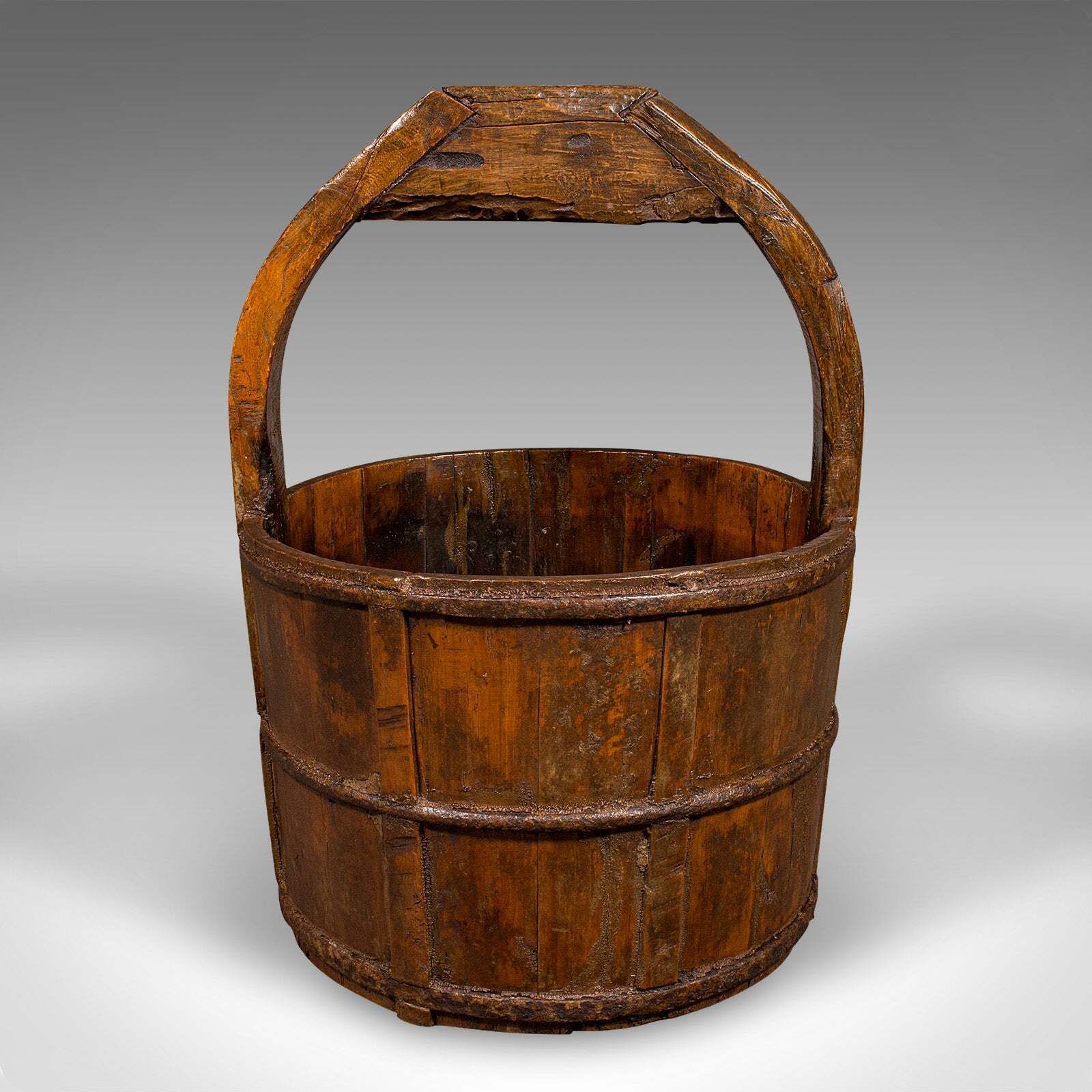 Large Antique Well Bucket, English, Georgian, Planter, Fireside Store, Garden photo Home Fixtures