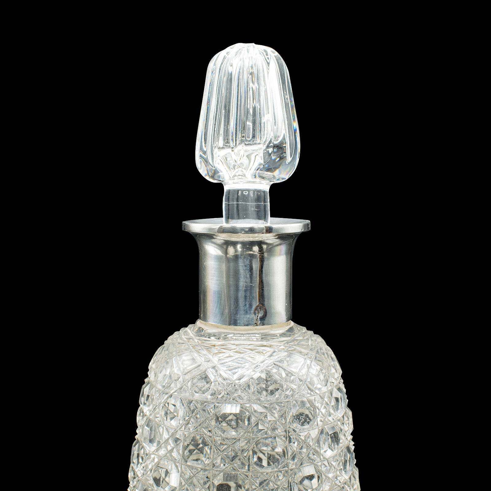 Antique Spirit Decanter, Edwardian, Cut Glass, Hallmarked Silver, English, 1903 photo buy