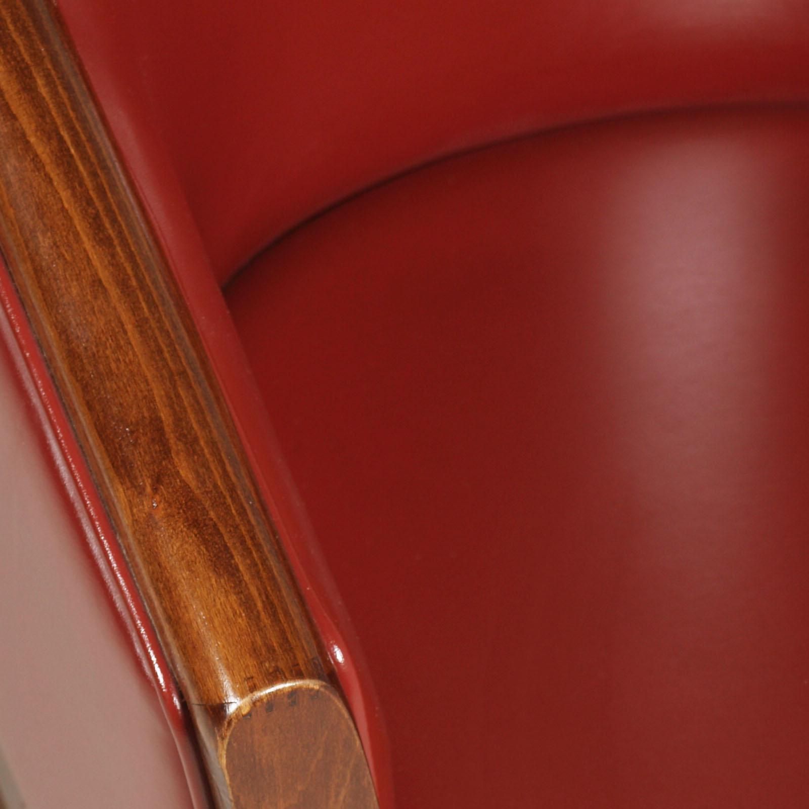 1930s Art Deco Pozzetto Pair Armchairs, Loung Chairs, Walnut, Leather Bordeaux photo 4699.6