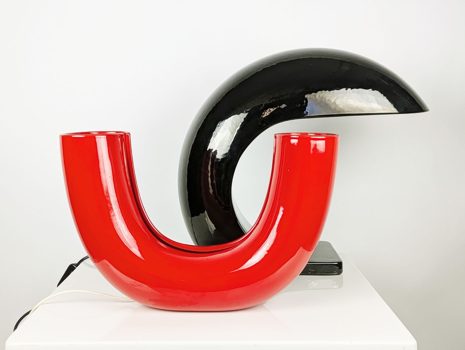 2700.0 Large Black Glazed Ceramic 1970s Table Lamp By Ivo Sedazzari For Prisma photo