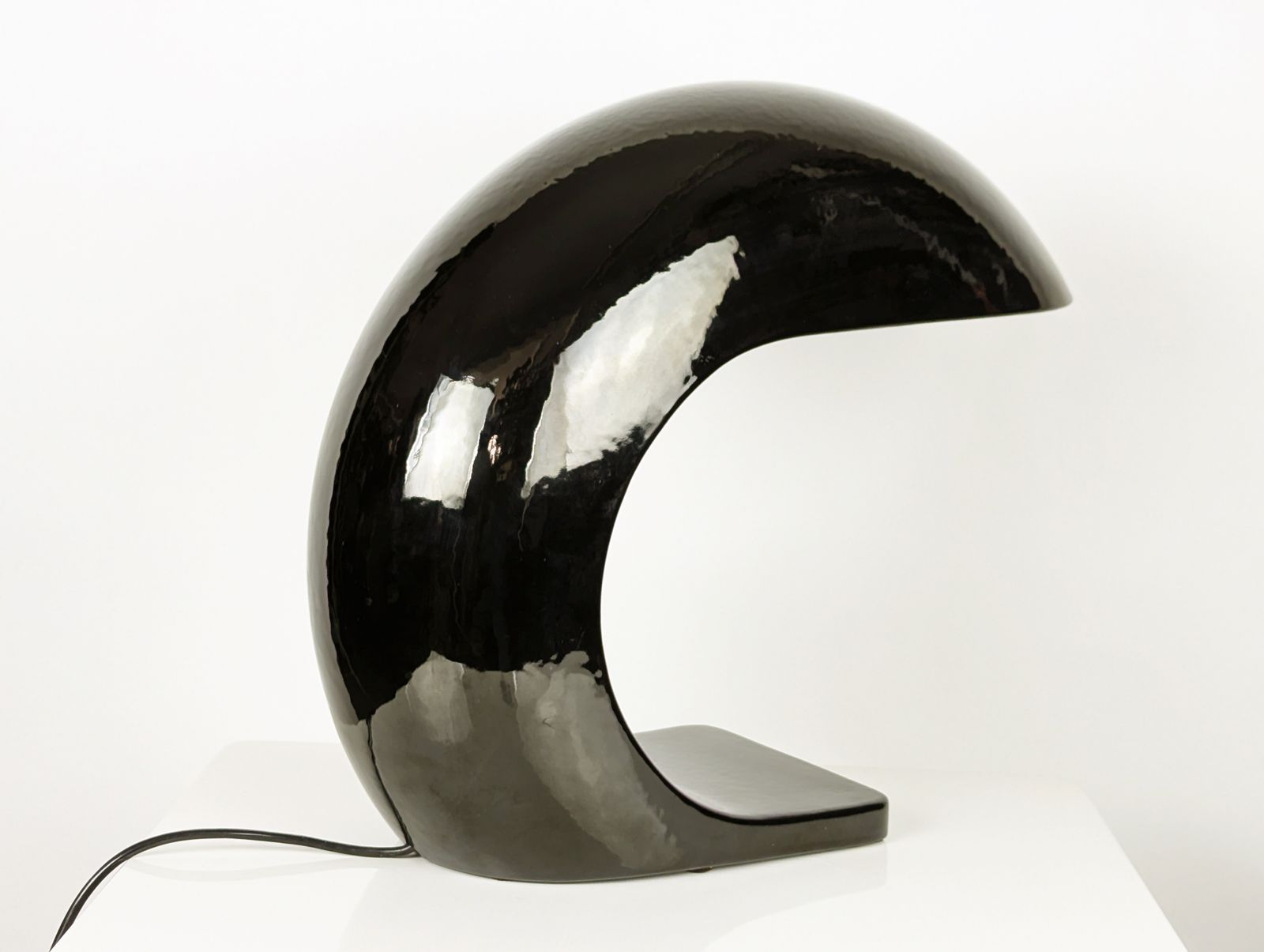 photo vinterior Large Black Glazed Ceramic 1970s Table Lamp By Ivo Sedazzari For Prisma