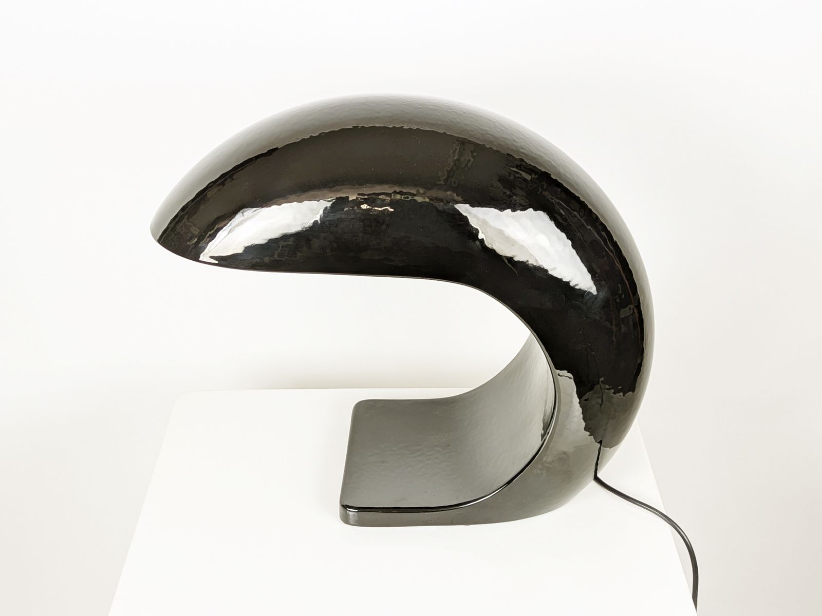 photo buy Large Black Glazed Ceramic 1970s Table Lamp By Ivo Sedazzari For Prisma