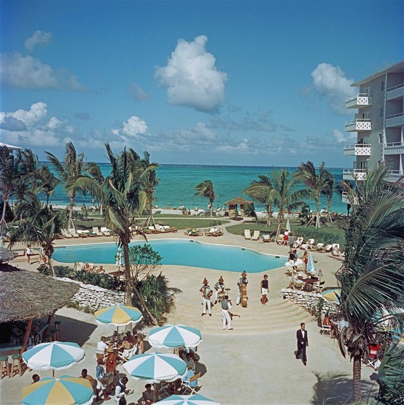 Slim Aarons 'Nassau Beach Hotel' Framed White