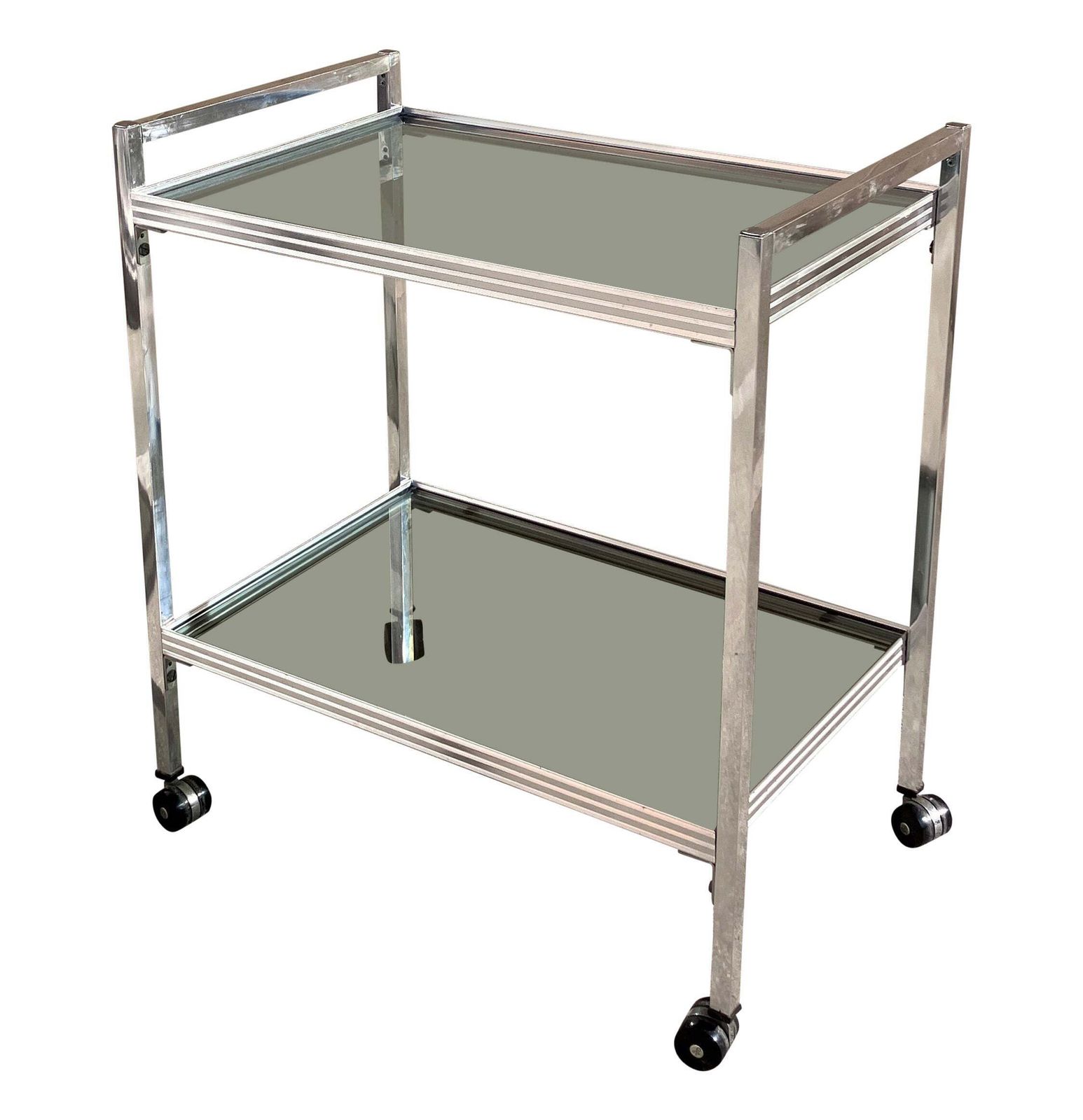 Mid Century Modern Chrome And Glass Drinks Trolley Cart
