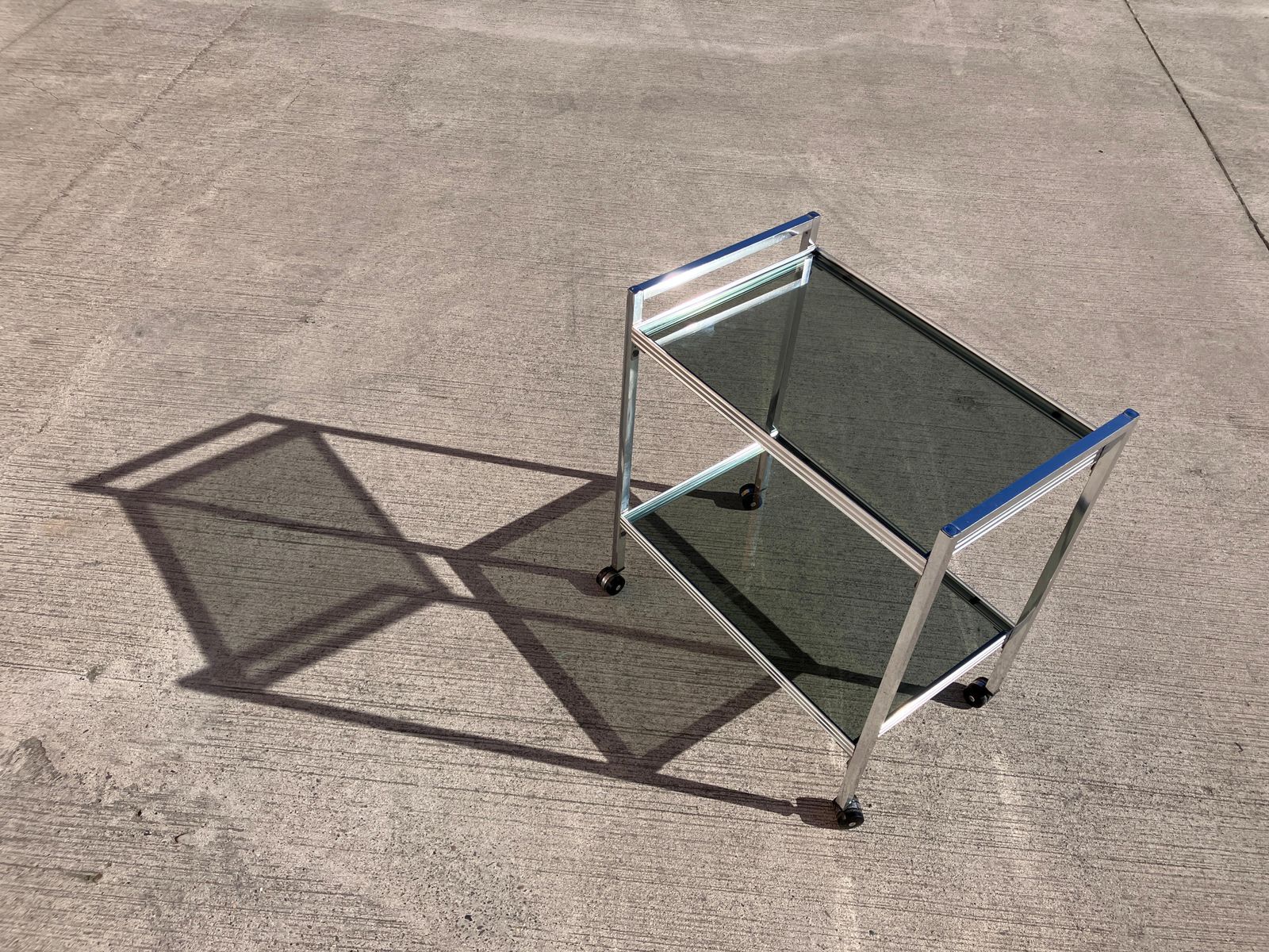 Mid Century Modern Chrome And Glass Drinks Trolley Cart photo buy