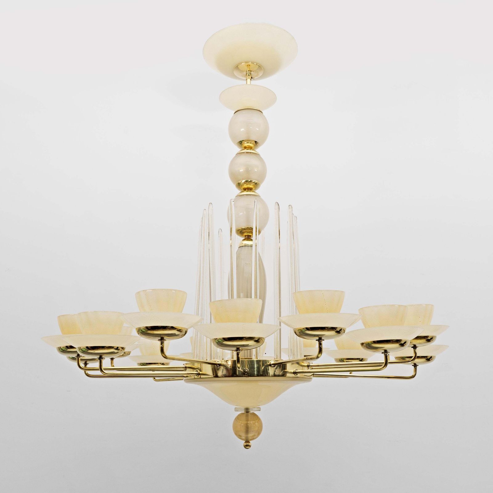 photo furniture Mid Century Modern Style Brass And Murano Glass Big Chandelier
