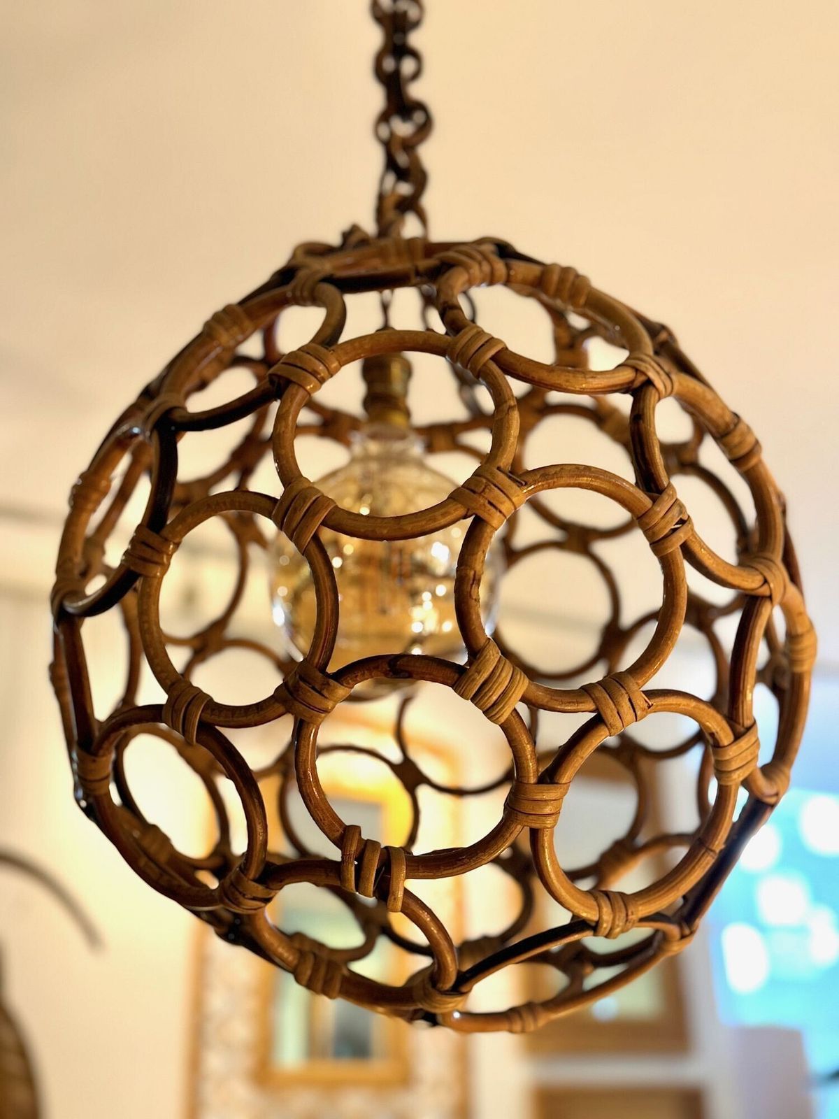 An Italian 1960s Circular Bamboo Ball Light In The Style Of Franco Albini photo buy