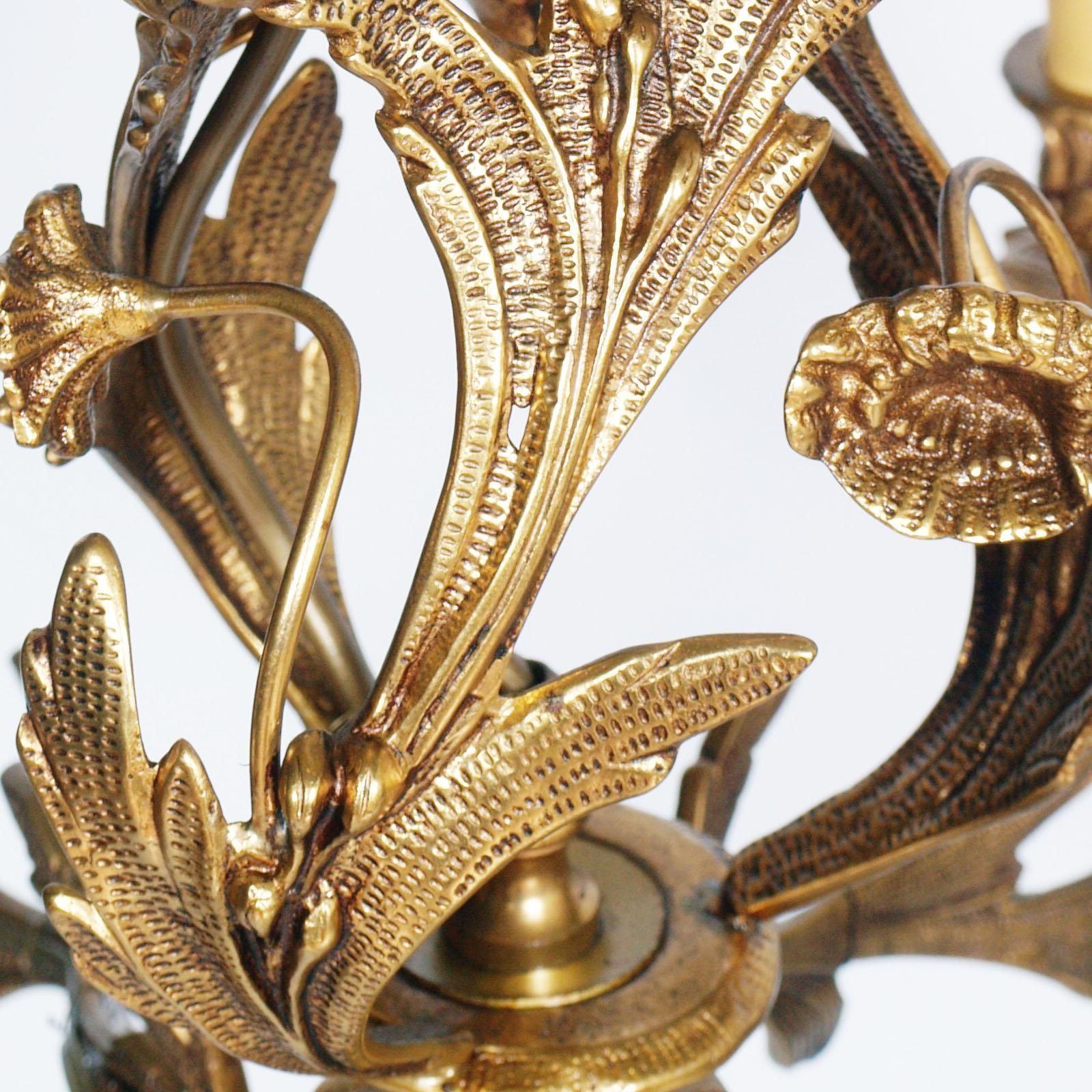 photo for sale Antique Very Heavy Chandelier From A Old Candlestick, Gilded Bronze, Six Lights
